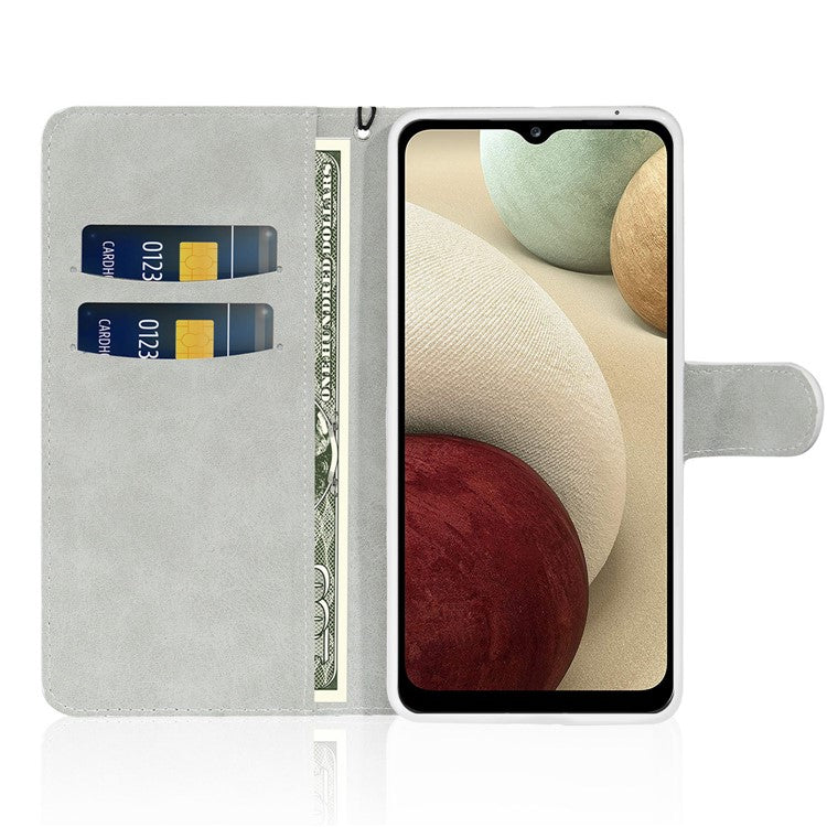 For Samsung Galaxy A34 5G Glitter Bling Splicing Phone Case Wallet PU Leather Stand Mobile Cover with Strap - Blue