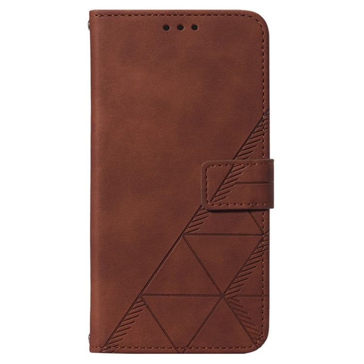 YB Imprinting Series-2 Anti-Drop Case for OnePlus Nord CE 3 Lite 5G / Nord N30 5G Leather Flip Cover Imprinted Lines Business Phone Case - Brown