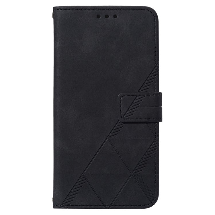 YB Imprinting Series-2 Anti-Drop Case for OnePlus Nord CE 3 Lite 5G / Nord N30 5G Leather Flip Cover Imprinted Lines Business Phone Case - Black