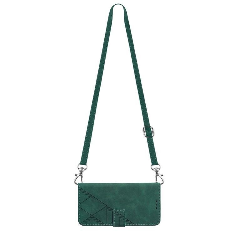 YB Imprinting Series-2 Anti-Drop Case for OnePlus Nord CE 3 Lite 5G / Nord N30 5G Leather Flip Cover Imprinted Lines Business Phone Case - Blackish Green