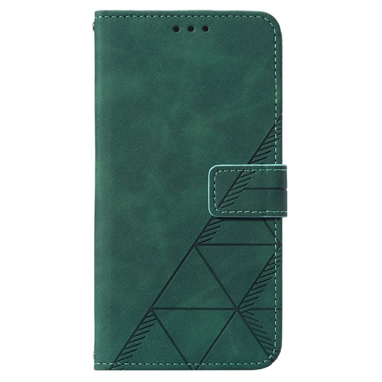 YB Imprinting Series-2 Anti-Drop Case for OnePlus Nord CE 3 Lite 5G / Nord N30 5G Leather Flip Cover Imprinted Lines Business Phone Case - Blackish Green