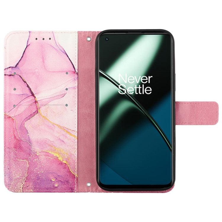 For OnePlus Nord CE 3 Lite 5G / Nord N30 5G Phone Case Marble Pattern YB Pattern Printing Leather Series-5 Phone Cover - Pink / Purple / Gold 001