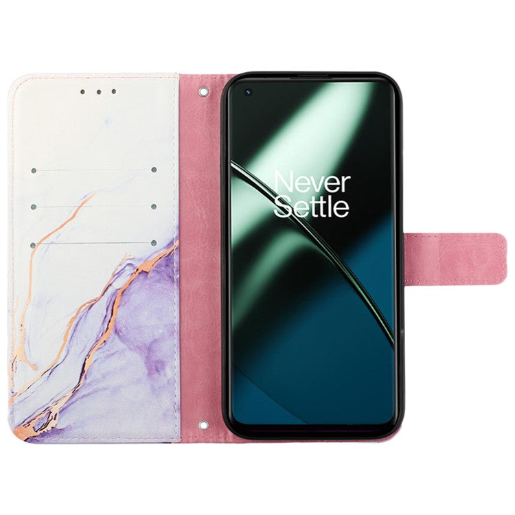 For OnePlus Nord CE 3 Lite 5G / Nord N30 5G Phone Case Marble Pattern YB Pattern Printing Leather Series-5 Phone Cover - White / Purple 006