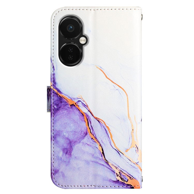 For OnePlus Nord CE 3 Lite 5G / Nord N30 5G Phone Case Marble Pattern YB Pattern Printing Leather Series-5 Phone Cover - White / Purple 006