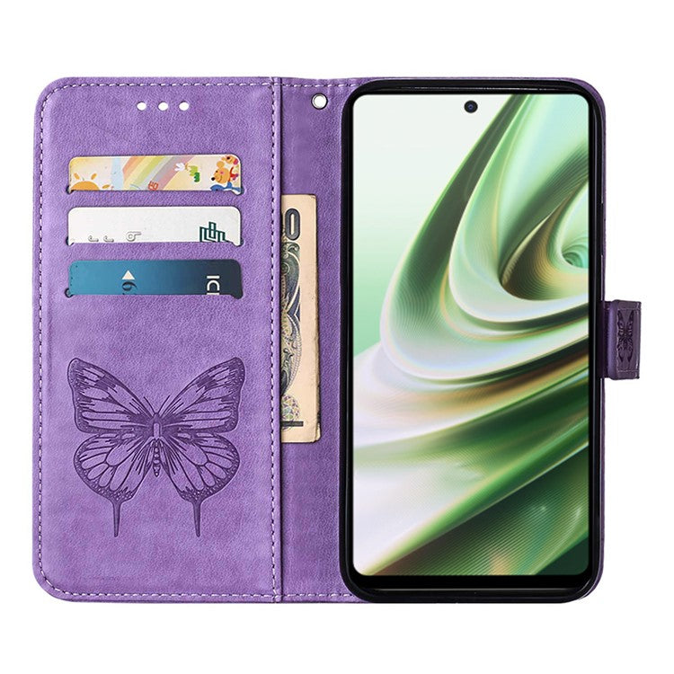YB Imprinting Series-4 Phone Case for OnePlus Nord CE 3 Lite 5G / Nord N30 5G PU Leather Cover Imprinted Anti-Fall Wallet Case - Purple