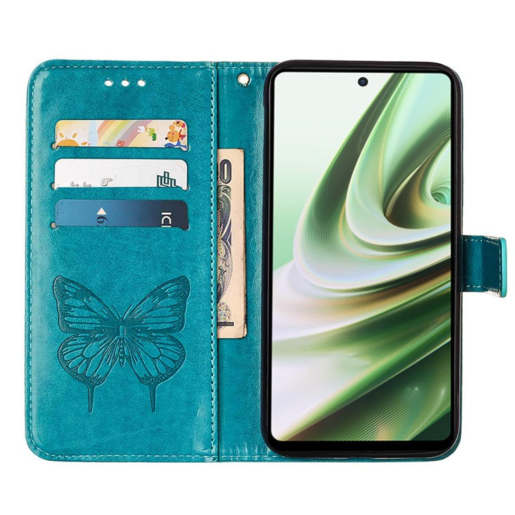 YB Imprinting Series-4 Phone Case for OnePlus Nord CE 3 Lite 5G / Nord N30 5G PU Leather Cover Imprinted Anti-Fall Wallet Case - Blue