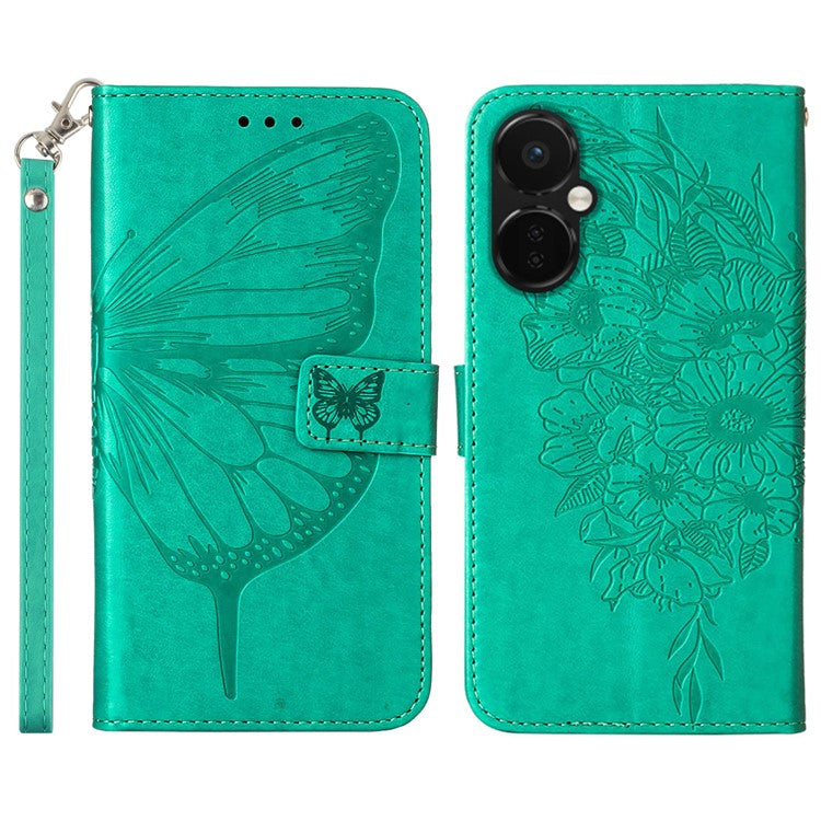 YB Imprinting Series-4 Phone Case for OnePlus Nord CE 3 Lite 5G / Nord N30 5G PU Leather Cover Imprinted Anti-Fall Wallet Case - Green
