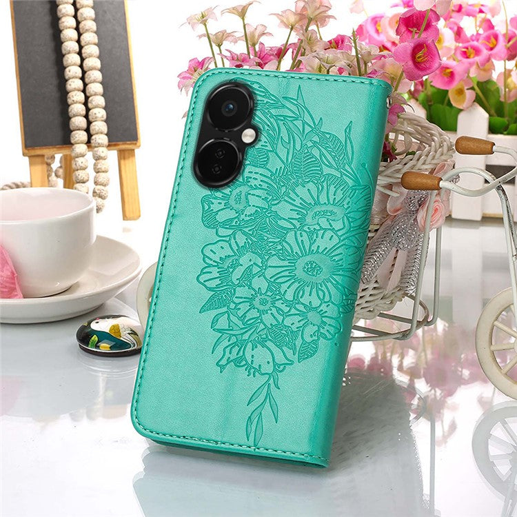 YB Imprinting Series-4 Phone Case for OnePlus Nord CE 3 Lite 5G / Nord N30 5G PU Leather Cover Imprinted Anti-Fall Wallet Case - Green
