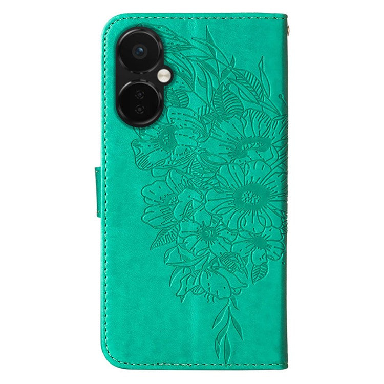 YB Imprinting Series-4 Phone Case for OnePlus Nord CE 3 Lite 5G / Nord N30 5G PU Leather Cover Imprinted Anti-Fall Wallet Case - Green
