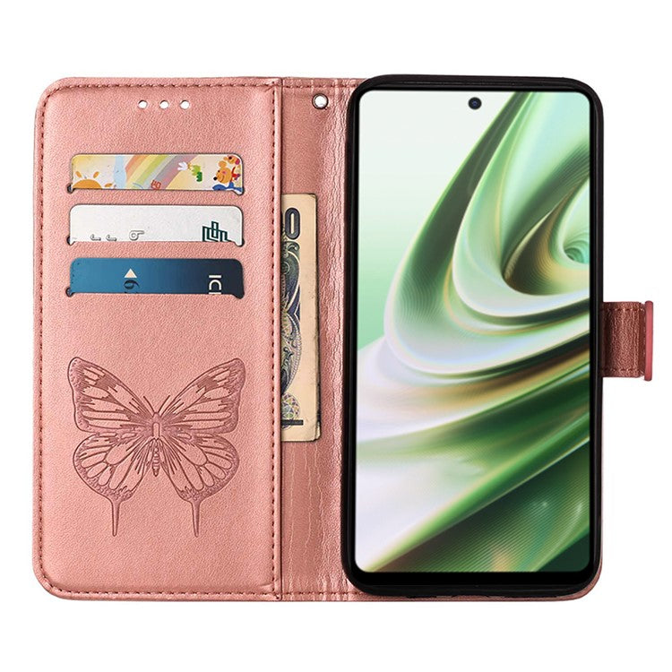 YB Imprinting Series-4 Phone Case for OnePlus Nord CE 3 Lite 5G / Nord N30 5G PU Leather Cover Imprinted Anti-Fall Wallet Case - Rose Gold