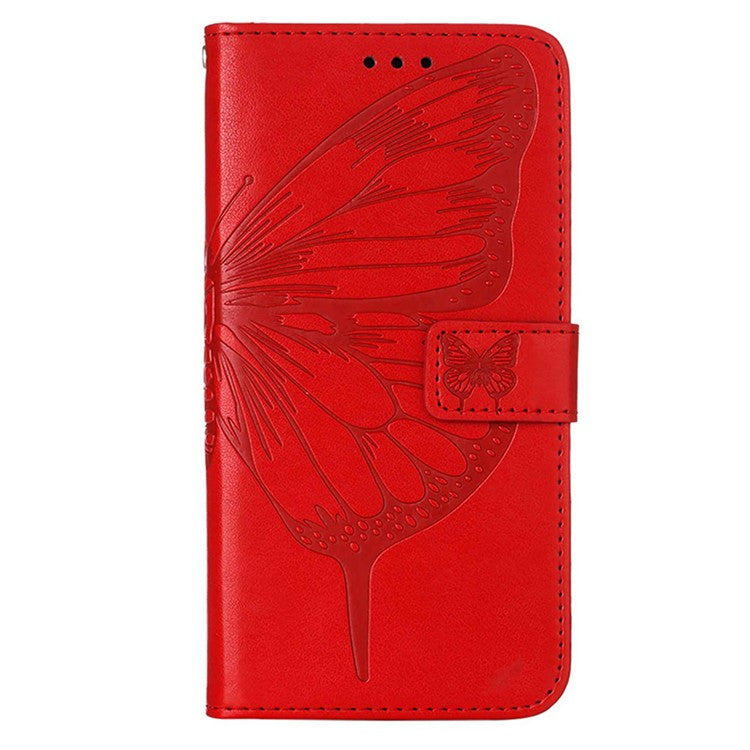YB Imprinting Series-4 Phone Case for OnePlus Nord CE 3 Lite 5G / Nord N30 5G PU Leather Cover Imprinted Anti-Fall Wallet Case - Red
