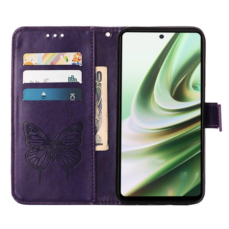 YB Imprinting Series-4 Phone Case for OnePlus Nord CE 3 Lite 5G / Nord N30 5G PU Leather Cover Imprinted Anti-Fall Wallet Case - Dark Purple