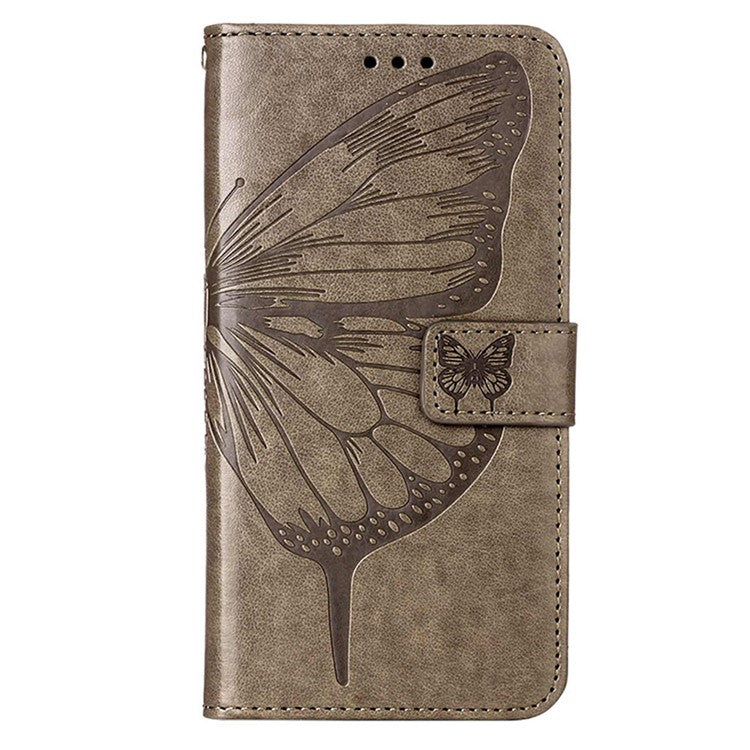 YB Imprinting Series-4 Phone Case for OnePlus Nord CE 3 Lite 5G / Nord N30 5G PU Leather Cover Imprinted Anti-Fall Wallet Case - Grey