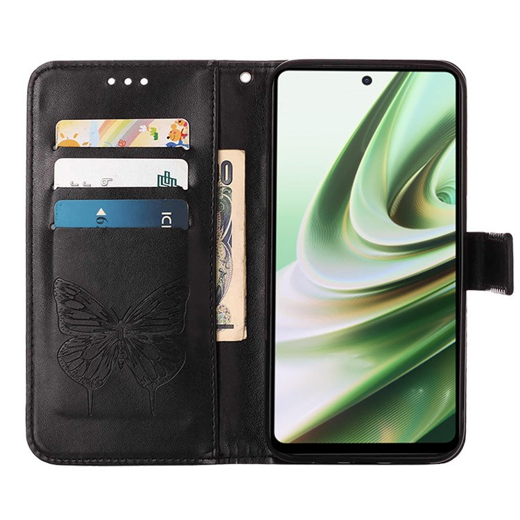 YB Imprinting Series-4 Phone Case for OnePlus Nord CE 3 Lite 5G / Nord N30 5G PU Leather Cover Imprinted Anti-Fall Wallet Case - Black