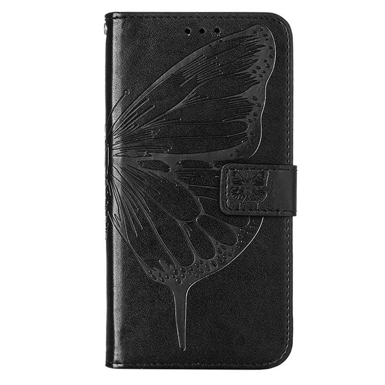 YB Imprinting Series-4 Phone Case for OnePlus Nord CE 3 Lite 5G / Nord N30 5G PU Leather Cover Imprinted Anti-Fall Wallet Case - Black
