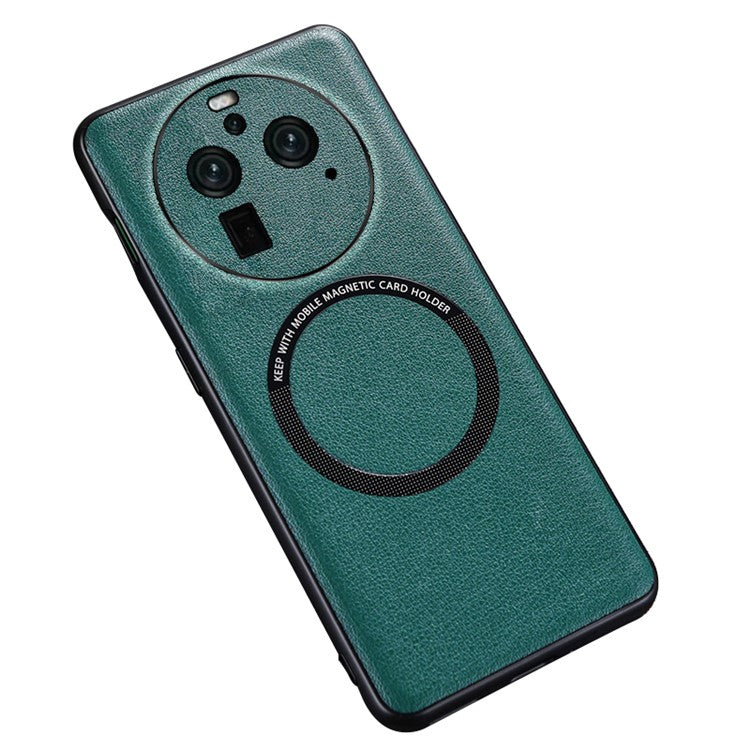 Magnetic Phone Shell for Oppo Find X6 Cell Phone Cover PU Leather+PC+TPU Phone Case - Green