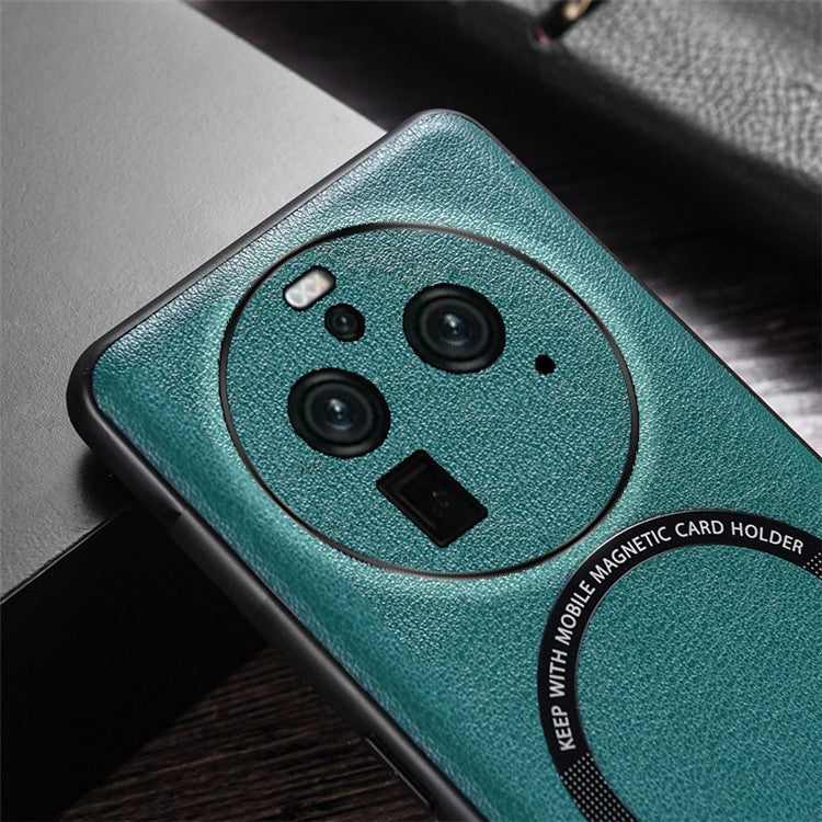 Magnetic Phone Shell for Oppo Find X6 Cell Phone Cover PU Leather+PC+TPU Phone Case - White