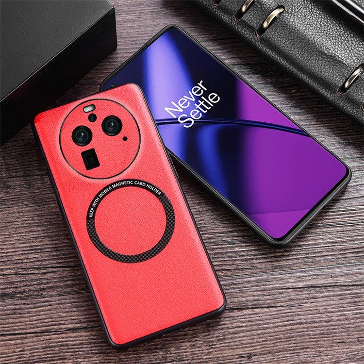 Magnetic Phone Shell for Oppo Find X6 Pro PU Leather+PC+TPU Cell Phone Cover Phone Case - White