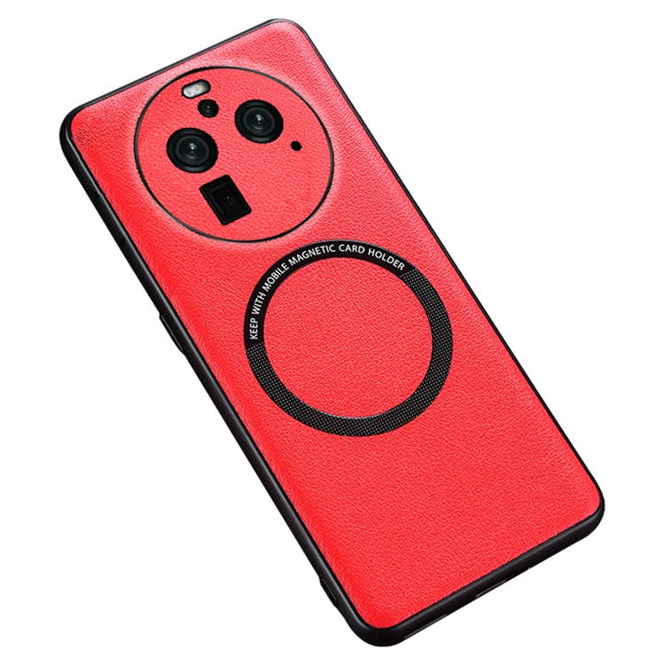 Magnetic Phone Shell for Oppo Find X6 Pro PU Leather+PC+TPU Cell Phone Cover Phone Case - Red