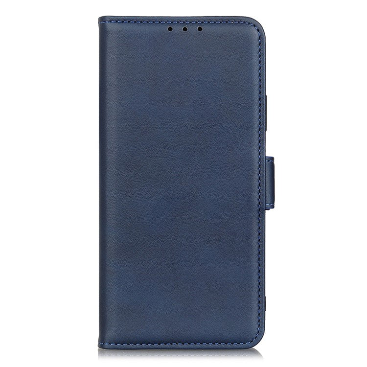 For Google Pixel 7a Phone Leather Case Cowhide Texture Phone Cover with Stand Wallet - Blue