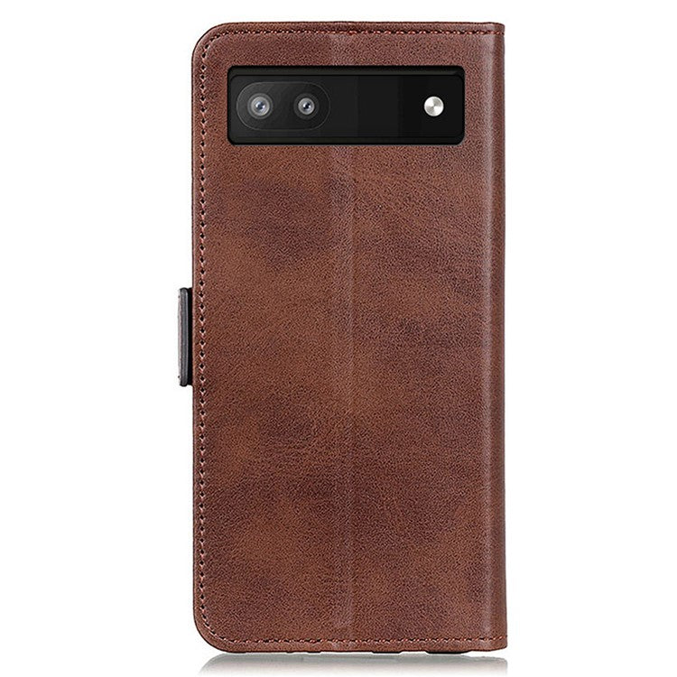 For Google Pixel 7a Phone Leather Case Cowhide Texture Phone Cover with Stand Wallet - Brown
