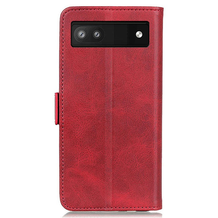 For Google Pixel 7a Phone Leather Case Cowhide Texture Phone Cover with Stand Wallet - Red