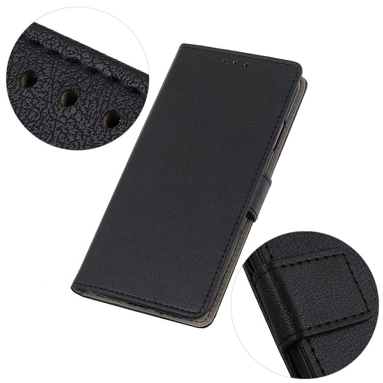 For Google Pixel 7a Anti-drop Leather Phone Case Wallet Stand Cell Phone Cover - Black