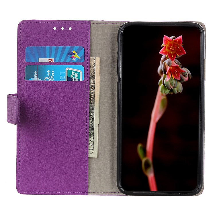 For Google Pixel 7a Anti-drop Leather Phone Case Wallet Stand Cell Phone Cover - Purple