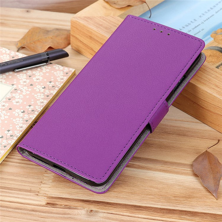 For Google Pixel 7a Anti-drop Leather Phone Case Wallet Stand Cell Phone Cover - Purple