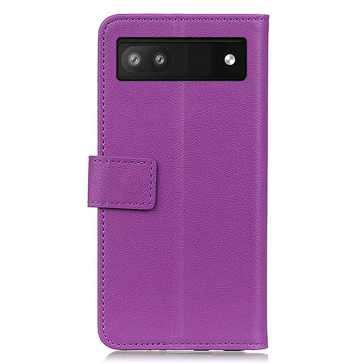For Google Pixel 7a Anti-drop Leather Phone Case Wallet Stand Cell Phone Cover - Purple