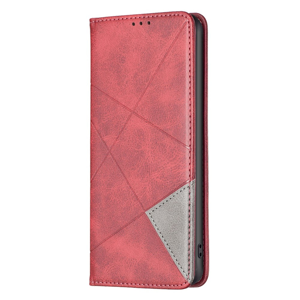 For Samsung Galaxy M14 5G Leather Case with Card Holder Imprinting Pattern Phone Stand Cover - Red