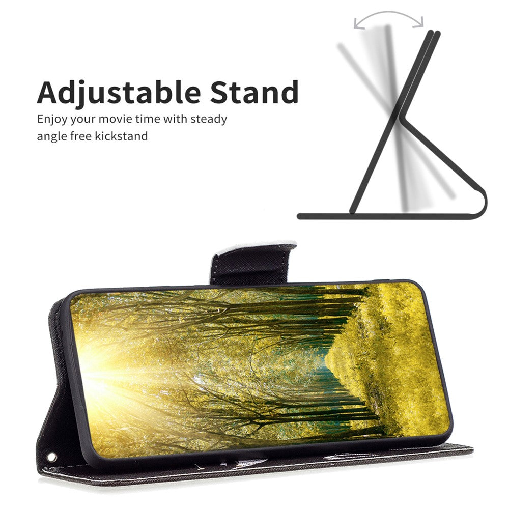 For Samsung Galaxy M14 5G Phone Case Pattern Printing PU Leather Wallet Stand Cover - Don't Touch My Phone