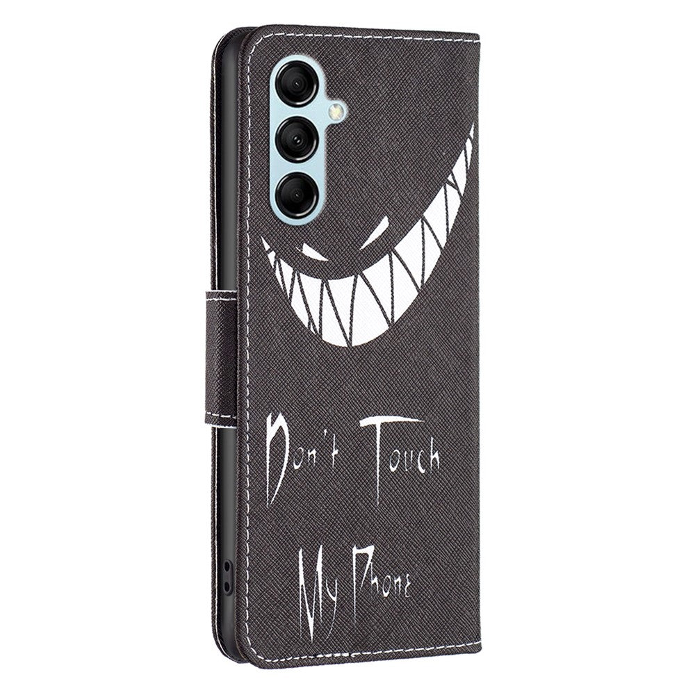 For Samsung Galaxy M14 5G Phone Case Pattern Printing PU Leather Wallet Stand Cover - Don't Touch My Phone