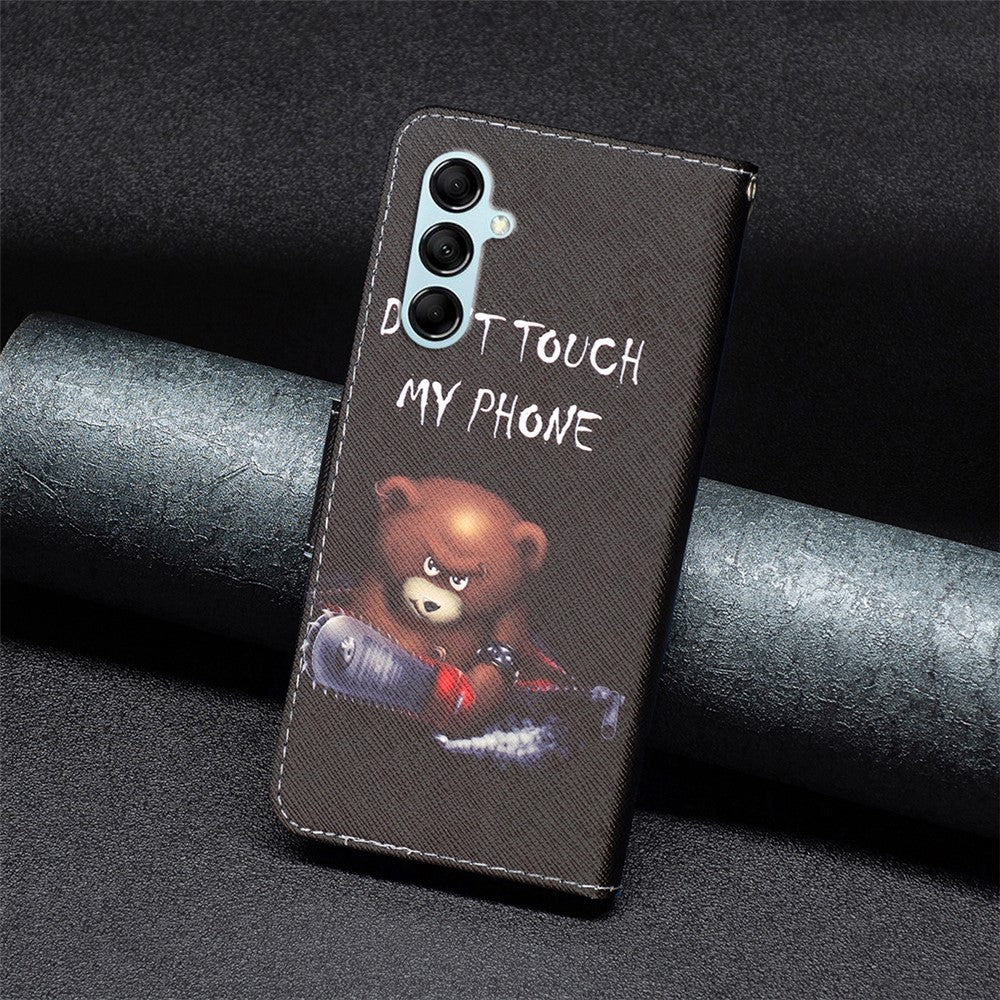 For Samsung Galaxy M14 5G Phone Case Pattern Printing PU Leather Wallet Stand Cover - Bear