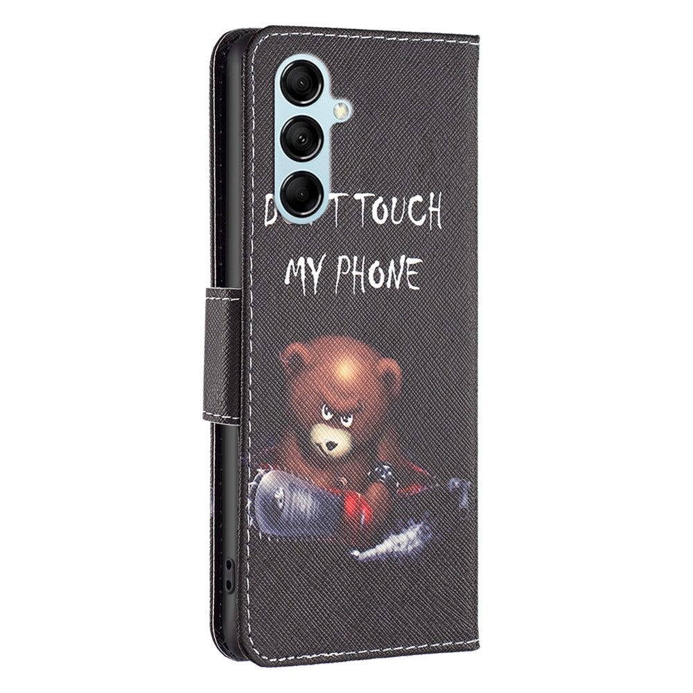 For Samsung Galaxy M14 5G Phone Case Pattern Printing PU Leather Wallet Stand Cover - Bear