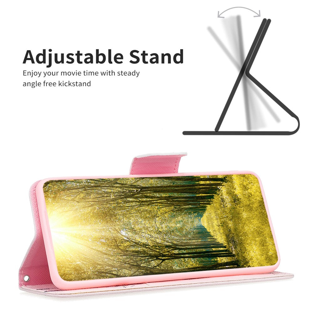 For Samsung Galaxy M14 5G Phone Case Pattern Printing PU Leather Wallet Stand Cover - Giraffe