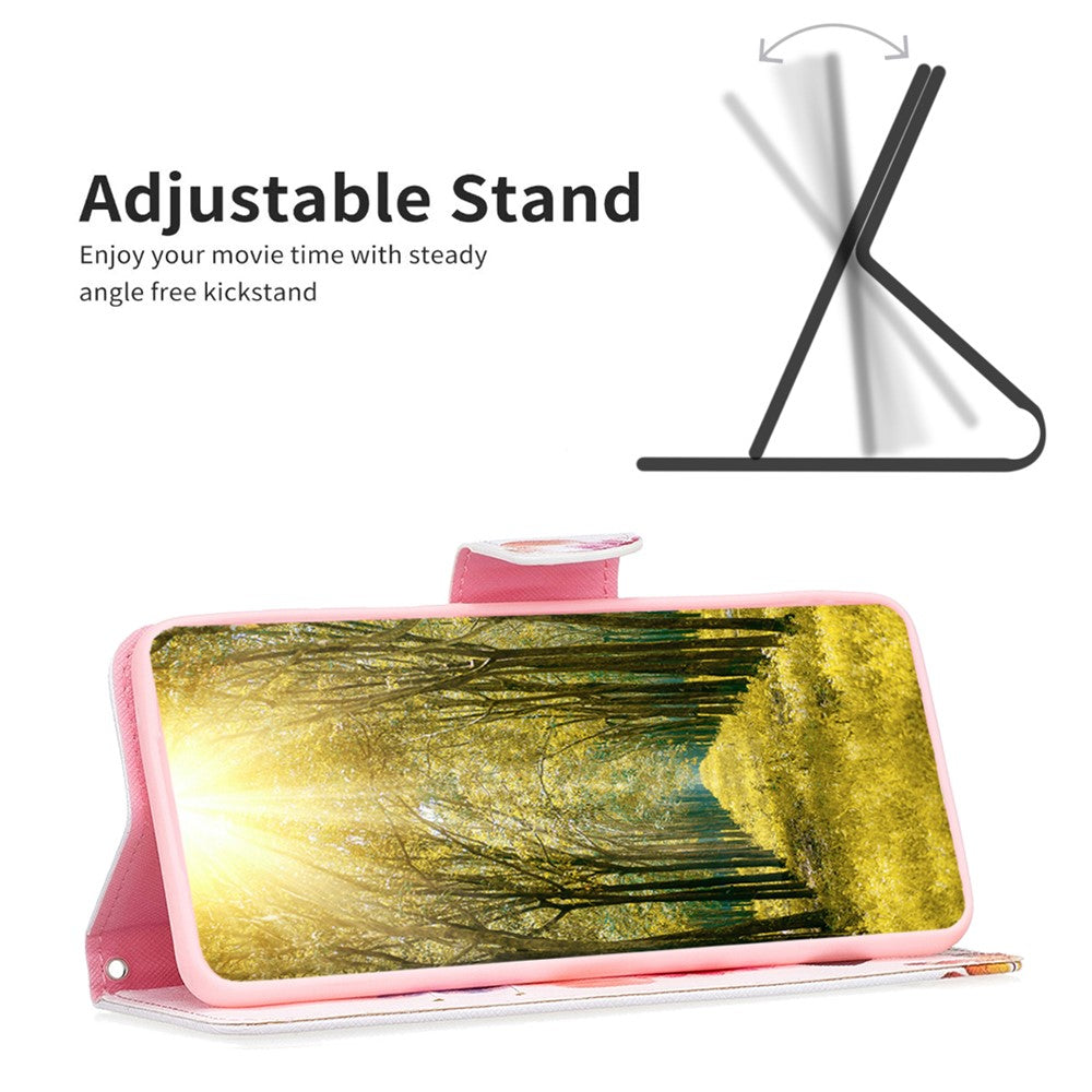 For Samsung Galaxy M14 5G Phone Case Pattern Printing PU Leather Wallet Stand Cover - Two Butterflies