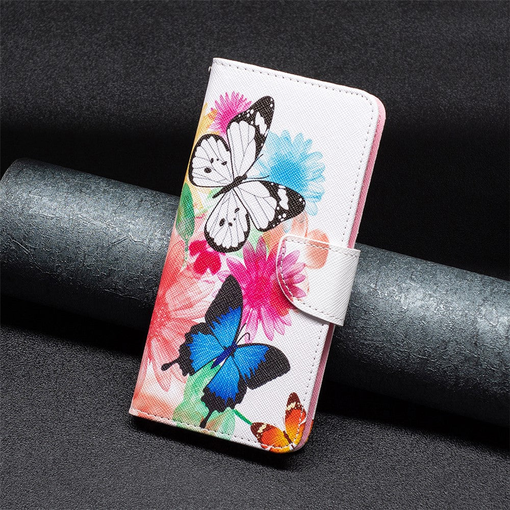 For Samsung Galaxy M14 5G Phone Case Pattern Printing PU Leather Wallet Stand Cover - Two Butterflies