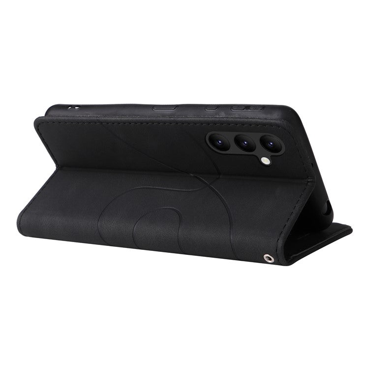 KT Leather Series-1 For Samsung Galaxy A24 4G (162.1 x 77.6 x 8.3mm) Anti-drop Stand Phone Case Wallet Dual-color Splicing Leather Cover - Black