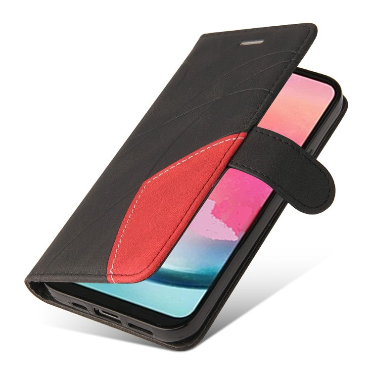 KT Leather Series-1 For Samsung Galaxy A24 4G (162.1 x 77.6 x 8.3mm) Anti-drop Stand Phone Case Wallet Dual-color Splicing Leather Cover - Black