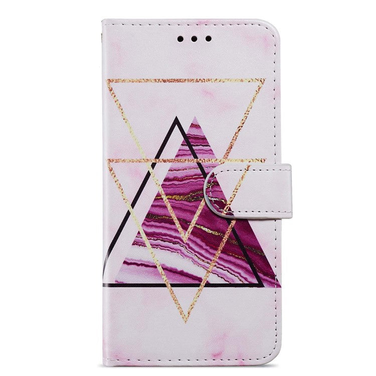 For Google Pixel 6a Stand Wallet Phone Case Pattern Printing PU Leather Cover with Strap - Tri-color Marble