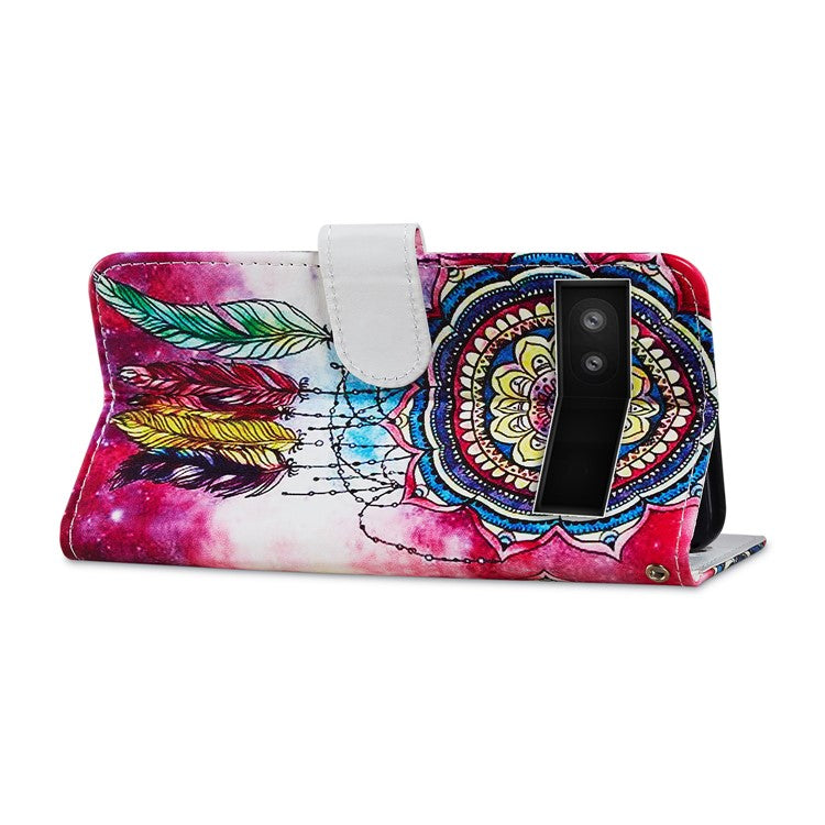For Google Pixel 6a Stand Wallet Phone Case Pattern Printing PU Leather Cover with Strap - Dream Catcher