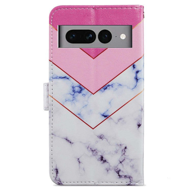For Google Pixel 7 Pro 5G Pattern Printing PU Leather Wallet Case Stand Flip Phone Cover with Strap - Smoke Marble