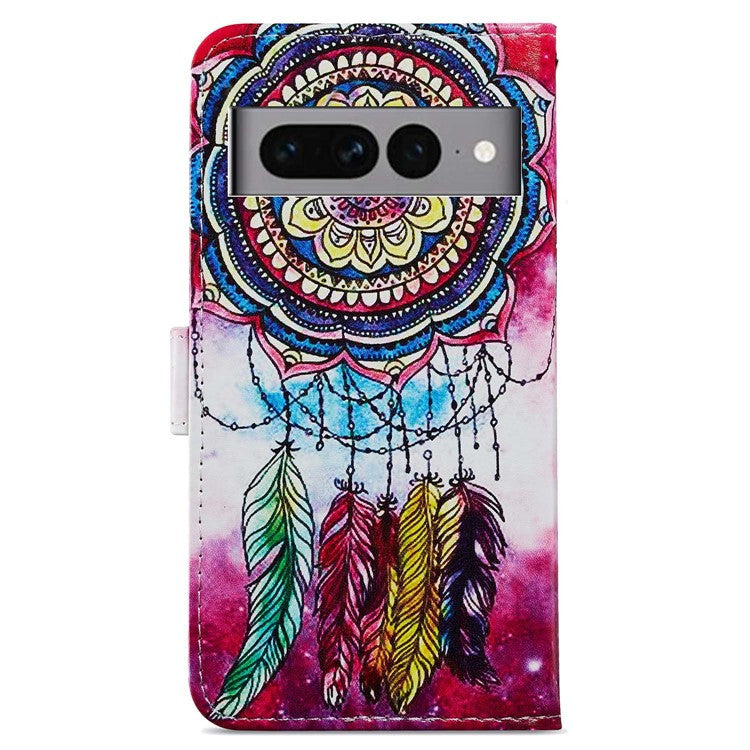 For Google Pixel 7 Pro 5G Pattern Printing PU Leather Wallet Case Stand Flip Phone Cover with Strap - Dream Catcher