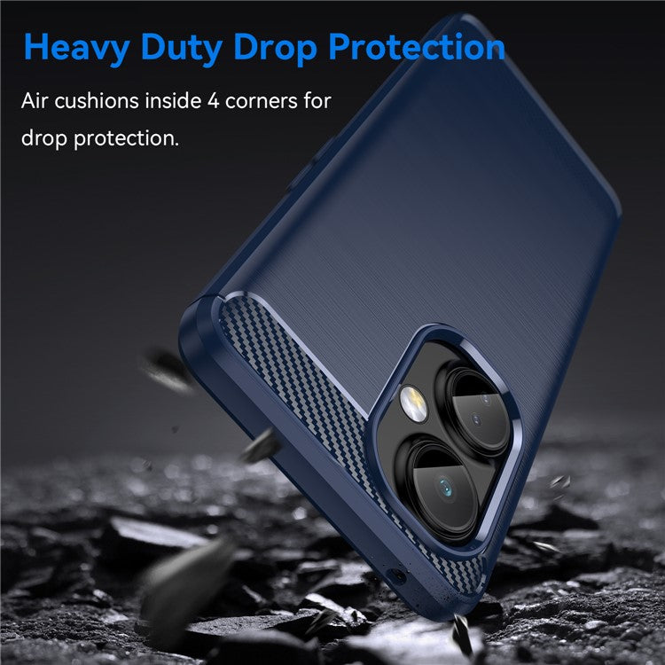 For OnePlus Nord CE 3 Lite 5G / Nord N30 5G Carbon Fiber Texture Brushed Phone Case Soft TPU Anti-drop Back Cover - Blue