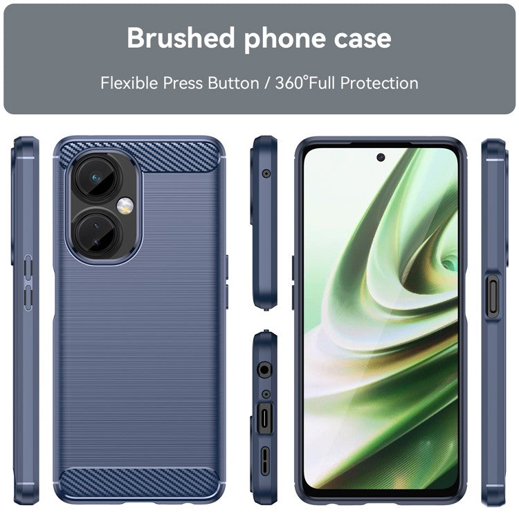 For OnePlus Nord CE 3 Lite 5G / Nord N30 5G Carbon Fiber Texture Brushed Phone Case Soft TPU Anti-drop Back Cover - Blue