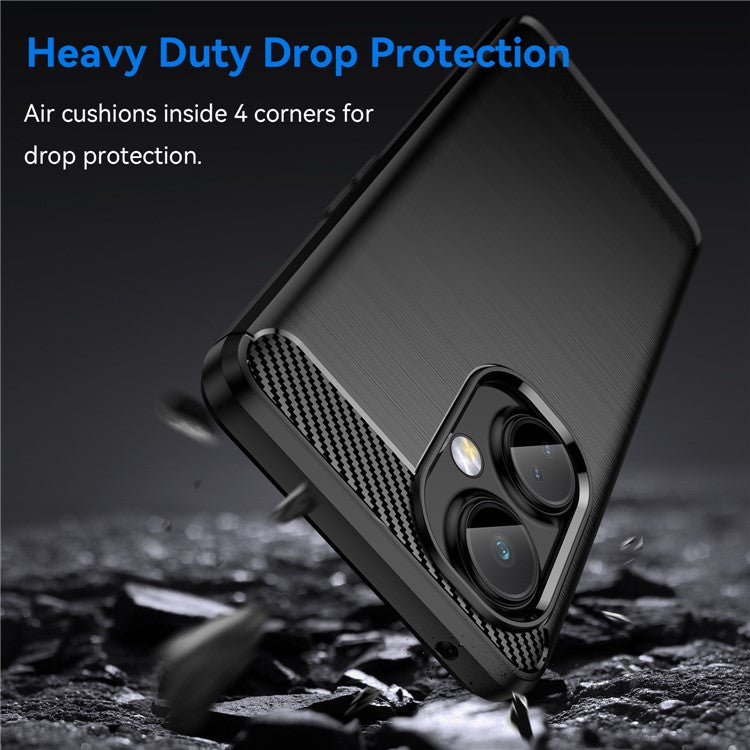 For OnePlus Nord CE 3 Lite 5G / Nord N30 5G Carbon Fiber Texture Brushed Phone Case Soft TPU Anti-drop Back Cover - Black