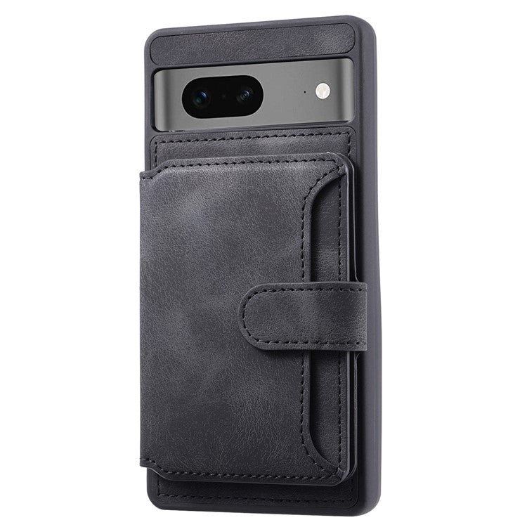 For Google Pixel 7 5G RFID Blocking Wallet Phone Cover Skin-touch Kickstand Leather Coated TPU Case - Black
