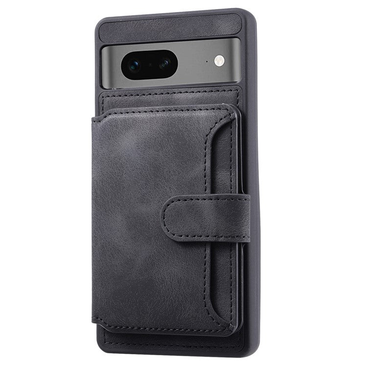 For Google Pixel 7a RFID Blocking Leather+TPU Anti-drop Phone Case Kickstand Wallet Skin-touch Cover - Black