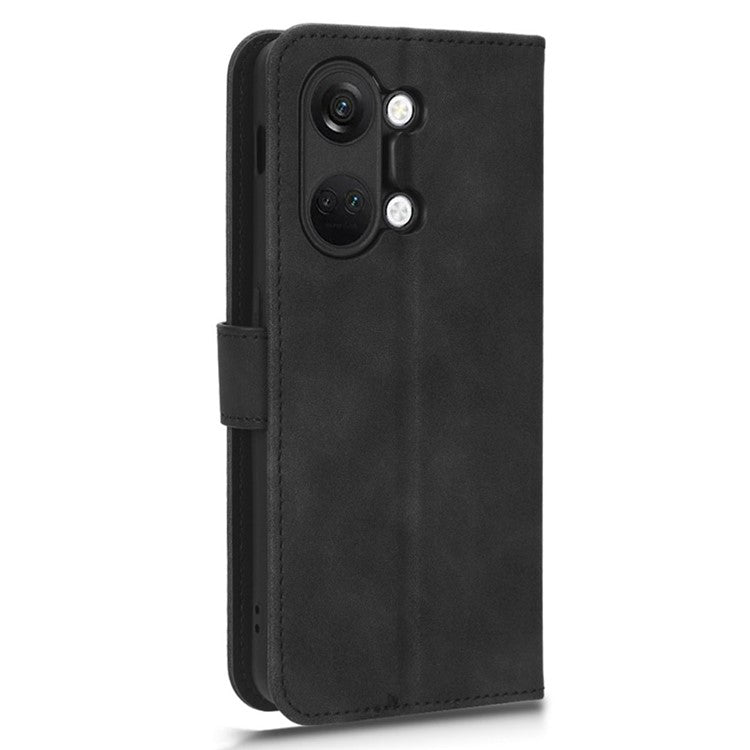 For OnePlus Nord 3 5G / Ace 2V PU Leather Flip Folio Wallet Case Stand Feature Skin-touch Shockproof Cell Phone Cover - Black